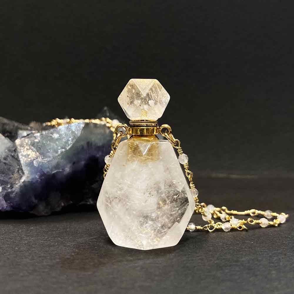 水晶（ホワイトクォーツ） 香水瓶 ネックレス 天然石