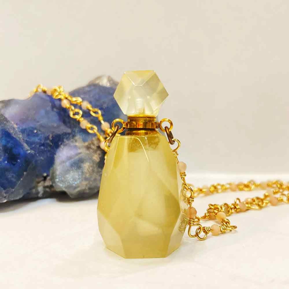 イエロークォーツ 香水瓶 ネックレス 天然石アクセサリー| A STORY TOKYO