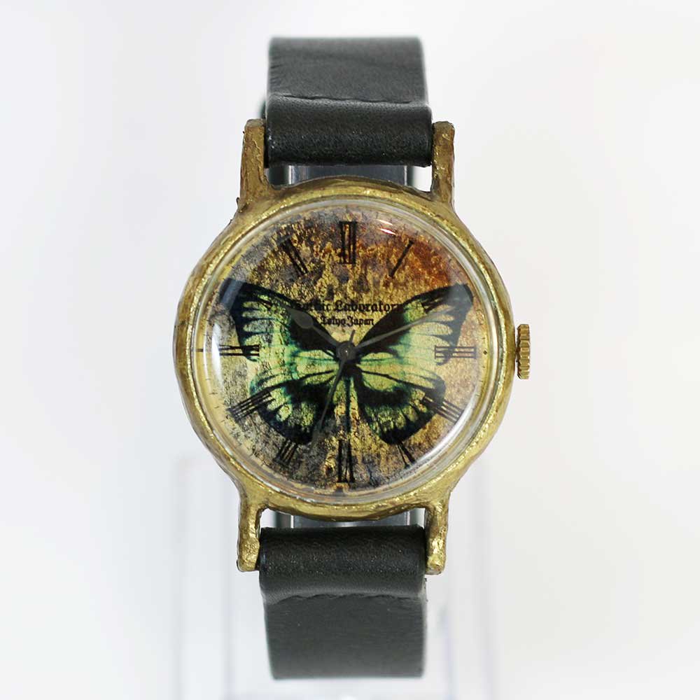 頭蓋骨柄の蝶の腕時計 スカルバタフライ ハンドメイド腕時計｜A STORY