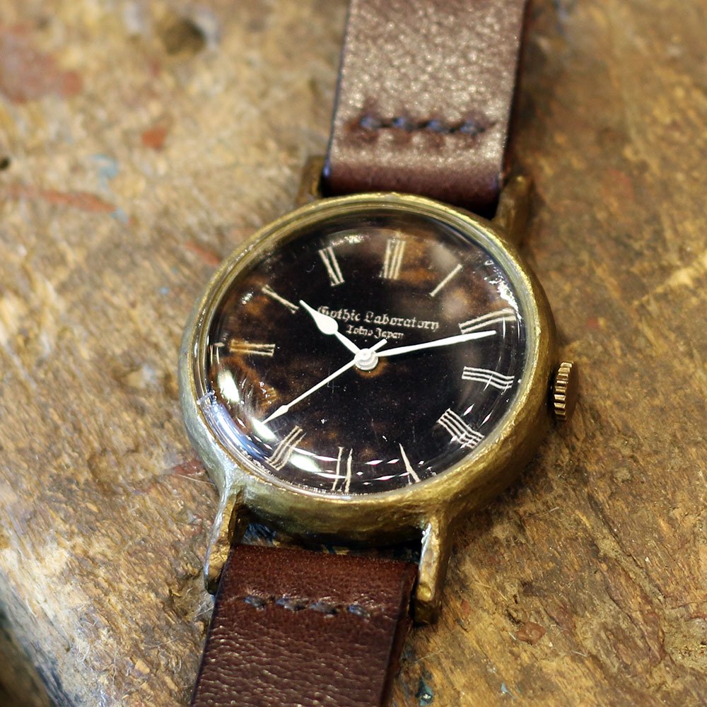 アンティークな腕時計 黒文字盤 Classic Wristwatch Black index| 手作り腕時計と作家物