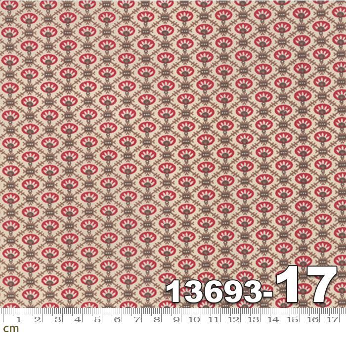 La Rose Rouge 布地ロール 赤・クリーム 約5インチ幅 La Rose Rouge-13883-15 花柄｜布生地・ファブリック生地通販