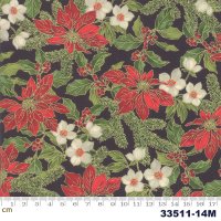 Poinsettias & Pine Metallic-33511-14M(メタリック加工)(3F-03)