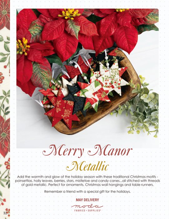 Merry Manor Metallic-33663-12M クリスマス 雪の結晶柄｜布生地