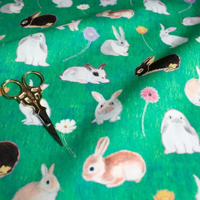 nora-ST1361-B ポップ うさぎ柄｜布生地・ファブリック生地通販