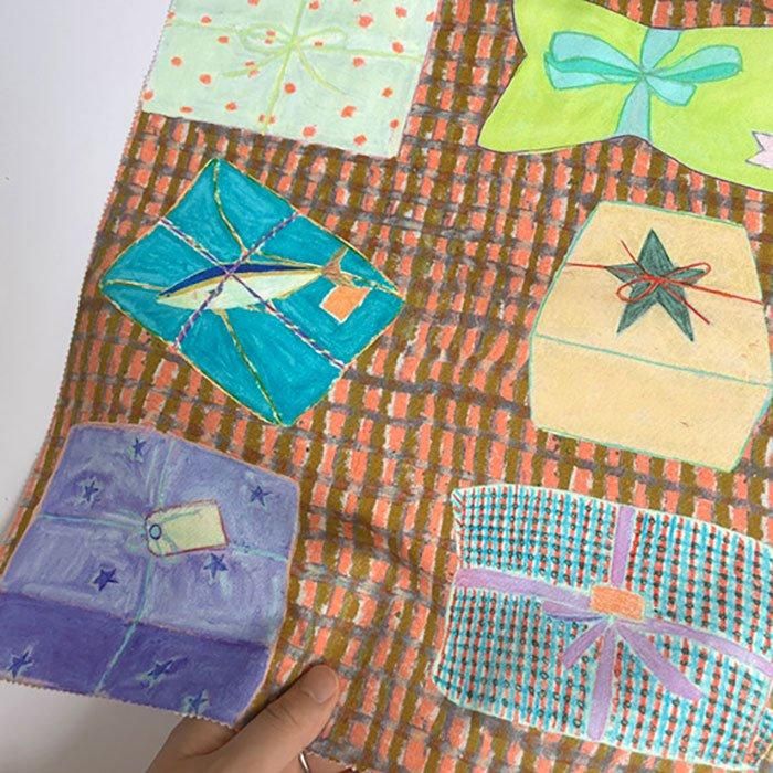 nora.-TX1127-OX-A サイケデリックなモザイク柄｜布生地