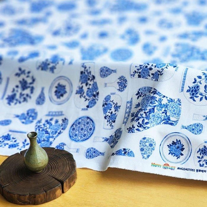 Happy Quilt | 青華壺柄 - 布生地通販 -柄がかわいい