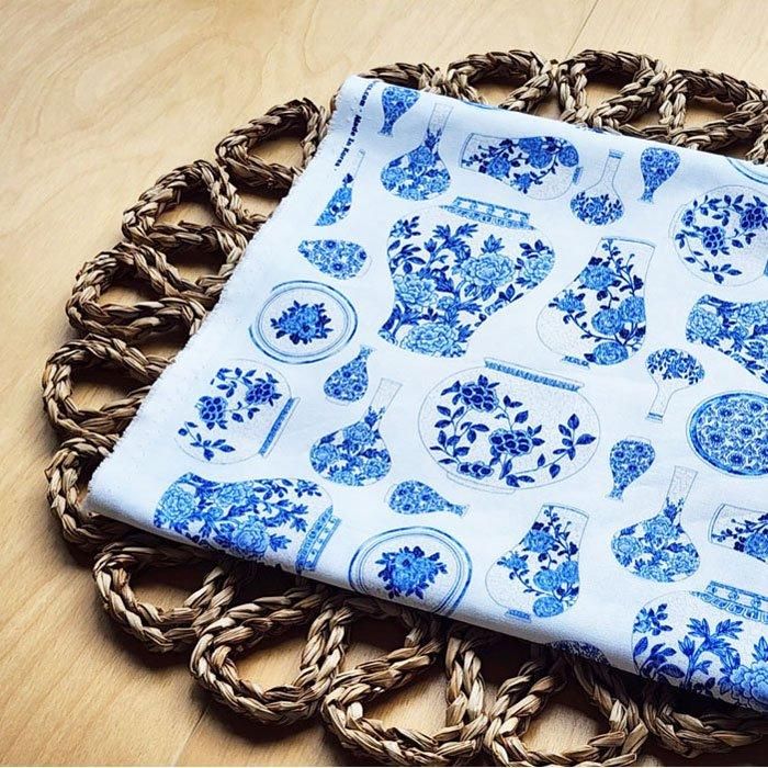 花柄　壺　まとめ売り Happy Quilt | 青華壺柄 - 布生地通販 -柄がかわいい