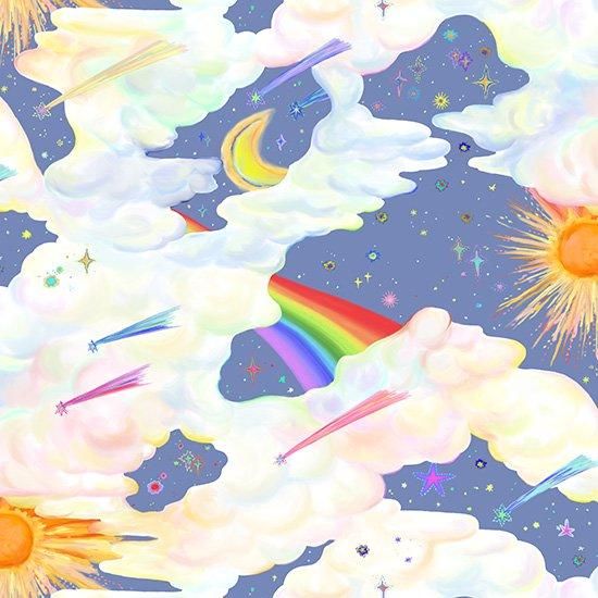 うさるさん　生地 nora. ノラ|空柄ファンタジー生地 - 布生地通販 -柄がかわいい