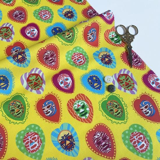 メキシコ マスクマン | イエロー - 布生地通販 -柄がかわいい