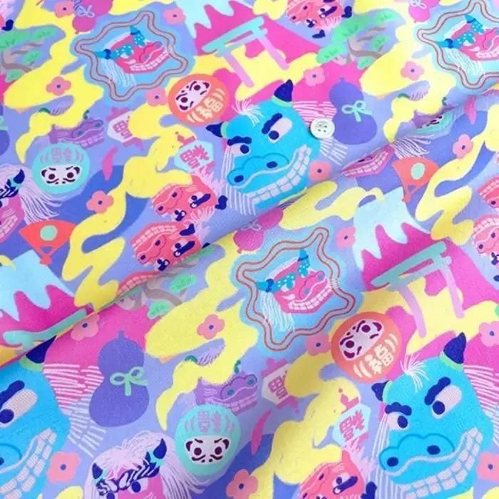 オーダー受付ページ　パネル生地　フラットポーチ　女の子　ドール　和柄 オーダー受付ページ パネル生地 フラットポーチ 女の子 ドール