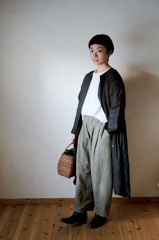 春夏新作 レトロ風 ゆったり ラム麻 サンドウォッシュ ヒモ付き