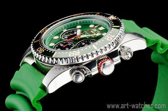 【JMW TOKYO】グリーン&ゴールド上級ソーラーダイバー200m防水【回転（逆回転防止）ベゼル】クロノグラフ腕時計 -  日本製ムーブメントにこだわった「アート腕時計」専門店