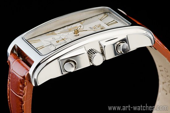 【JMW TOKYO】シルバー&ゴールド角型ローマ数字インデックス上級クロノグラフウォッチ本革レザー腕時計 -  日本製ムーブメントにこだわった「アート腕時計」専門店