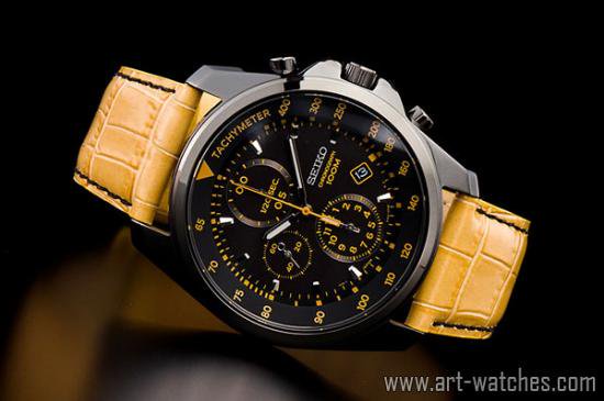 海外セイコー逆輸入ブラック&タンレザー上級クロノグラフ新品レア - 日本製ムーブメントにこだわった「アート腕時計」専門店