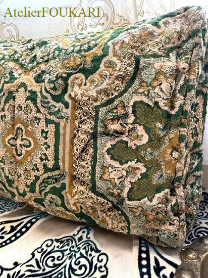 モロッコヴィンテージベロアクッションカバー＊オリエントグリーン - モロッコ雑貨とモロッコファッション|Atelier FOUKARI