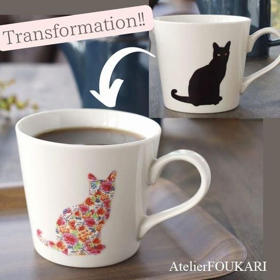 温度で変化する美濃焼き猫マグカップ＊ニューボン - モロッコ雑貨と