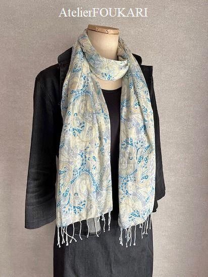 ペイズリー柄ストール＊ワリディア/コットン100 - モロッコ雑貨と