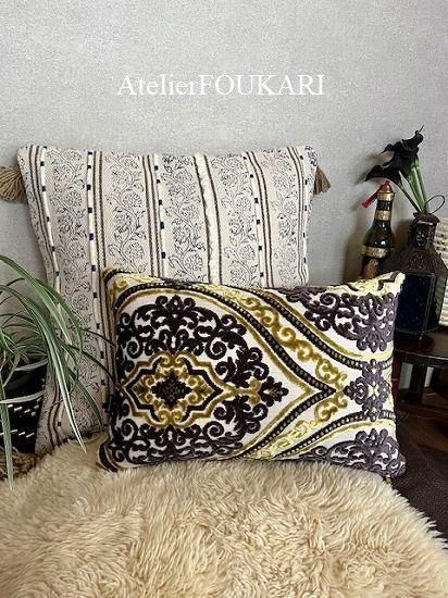 モロッコ横長クッションカバー*抹茶紫 - モロッコ雑貨とモロッコ モロッコ横長クッションカバー*抹茶紫 - モロッコ雑貨とモロッコ