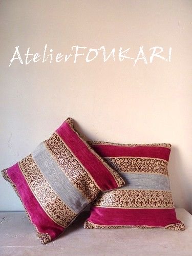 モロッコファブリック クッションカバー ピンクローズ モロッコ雑貨とモロッコファッション Atelier Foukari