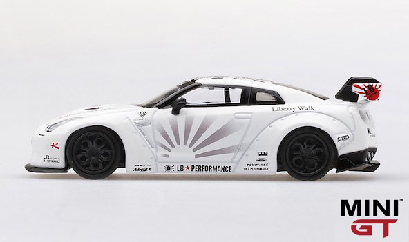 1/64スケール MINI GT LB★WORKS Nissan GT-R R35 Type 1,リアウイングVer.1+2 （ホワイト/RHD）