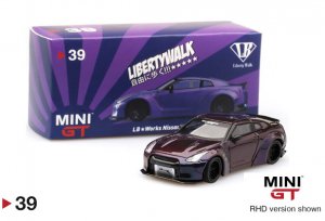 1/64スケール MINI GT LB★WORKS Nissan GT-R R35 Type 1, リアウイングver 2 （マジックパープル/RHD）日本限定仕様