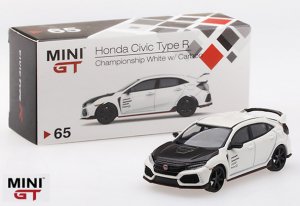 1/64スケール MINI GT  ホンダ Civic Type R（チャンピオンシップホワイト・カーボンキット/RHD）