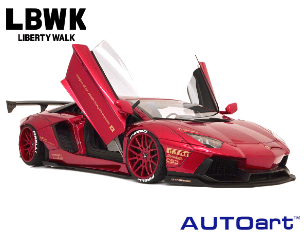 AUTOart 1/18スケール「リバティーウォーク LB-WORKS ランボルギーニ・アヴェンタドール」(メタリックレッド)｜リバティーウォーク、 ミニカー｜【スターホビーミニカーストア】ミニカーと自動車の雑貨・グッズの総合通販サイト