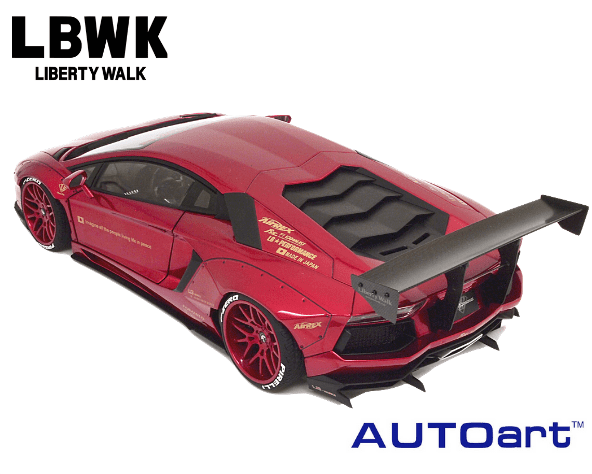 AUTOart 1/18スケール「リバティーウォーク LB-WORKS ランボルギーニ・アヴェンタドール」(メタリックレッド)ミニカー