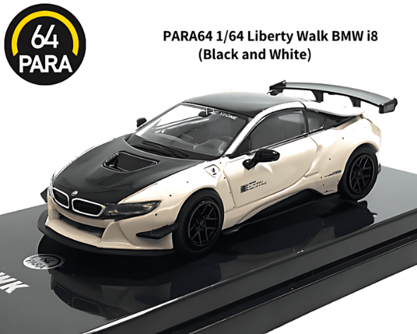 PARA64 1/64スケール「リバティーウォーク BMW i8」(ブラックu0026ホワイト) ミニカー