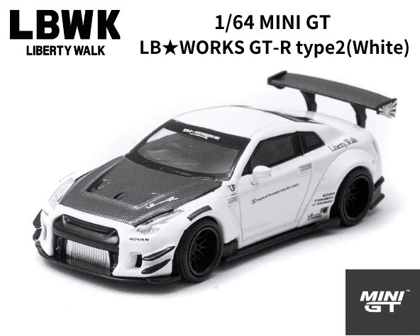 1/64スケール MINI GT「LB☆WORKS GT-R type2」(ホワイト)ミニカー 