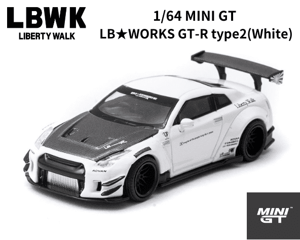 1/64スケール MINI GT「LB☆WORKS GT-R type2」(ホワイト)ミニカー