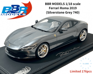 BBR Models 1/18 「フェラーリ・ローマ」 2019 Limited 176pcs(シルバーストーングレー740)ミニカー&ディスプレイケースセット