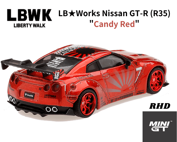 1/64スケール MINI GT「LB☆WORKS Nissan GT-R R35」(キャンディレッド 