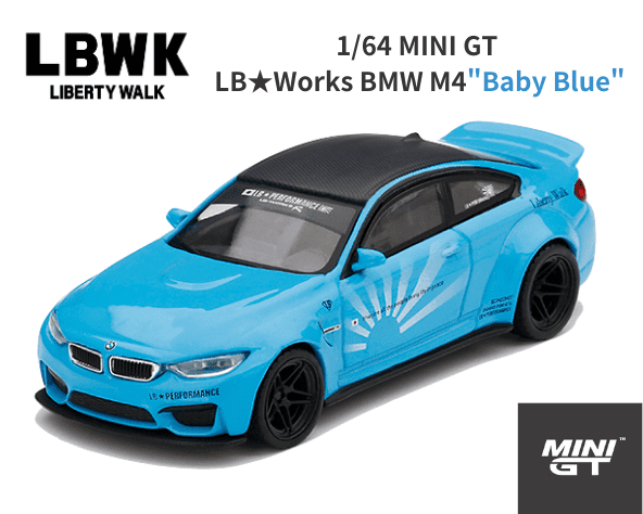 MINI GT リバティーウォーク BMW M4 1/64スケール MINI GT「LB☆WORKS BMW M4」(ベイビーブルー