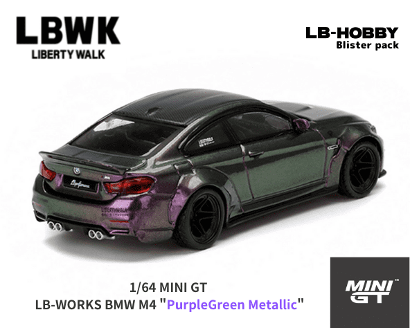 1/64スケール MINI GT「LB☆WORKS BMW M4」(パープルグリーン