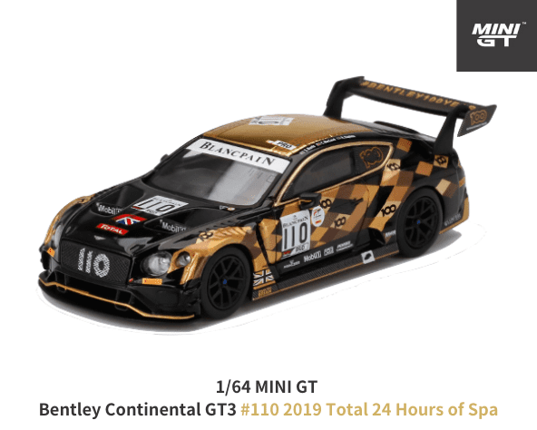 MINI GT 1/64スケール「ベントレー・コンチネンタルGT3トータル・スパ24時間 2019 #110 ベントレーチーム  Mスポーツ」ミニカー｜MINI GT、ミニカー｜【スターホビーミニカーストア】ミニカーと自動車の雑貨・グッズの総合通販サイト