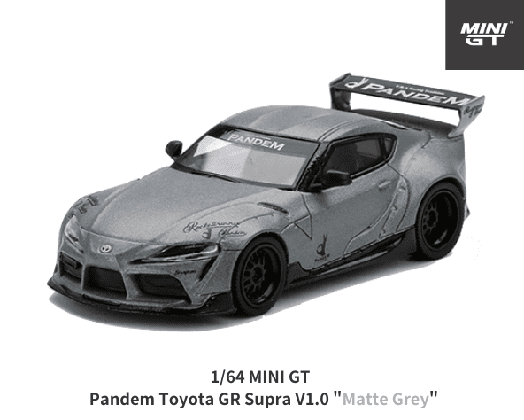 MINI GT 1/64スケール「PANDEM トヨタGRスープラV1.0」(マットグレー)ミニカー｜MINI GT 、ミニカー｜【スターホビーミニカーストア】ミニカーと自動車の雑貨・グッズの総合通販サイト