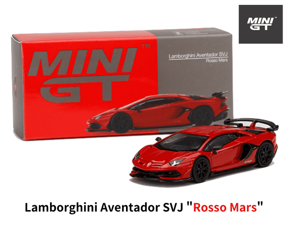 MINI GT 1/64スケール「ランボルギーニ・アヴェンタドールSVJ」(ロッソマーズ)ミニカー