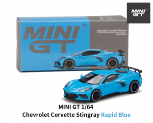 MINI GT 1/64スケール「シボレー・コルベット スティングレイ」(ラピッドブルー)ミニカー
