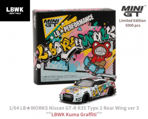 1/64スケール MINI GT「LB★WORKS Nissan GT-R R35 Type 2 Rear Wing ver 3」