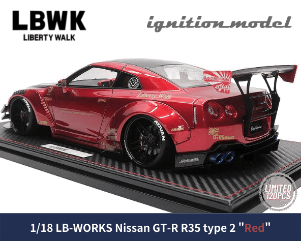 1/18スケール ignition model「LB-WORKS Nissan GT-R R35 Type2」レッド  レジン製ミニカー｜Liberty Walkリバティーウォーク｜【スターホビーミニカーストア】ミニカーと自動車の雑貨・グッズの総合通販サイト