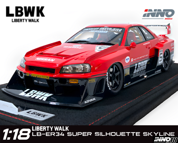 1/18スケール INNO Models「LB-ER34 Super Silhoutte NISSAN SKYLINE 