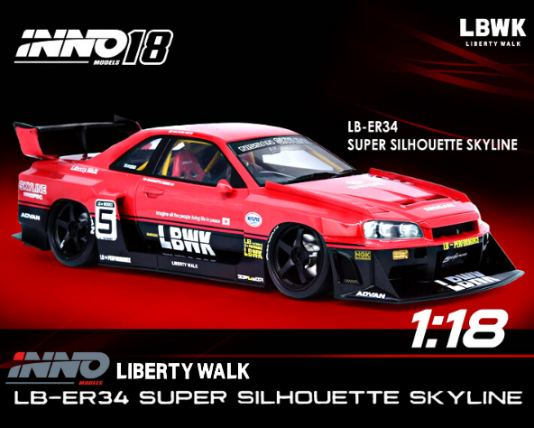 1/18スケール INNO Models「LB-ER34 Super Silhoutte NISSAN SKYLINE 