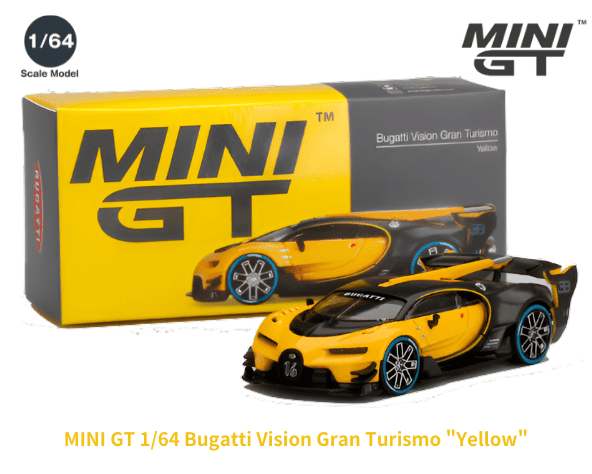 MJ モデル 1/64 ブガッティ ビジョン GT 黄色 1/64スケール MINI GT「ブガッティ・ビジョン グランツーリスモ
