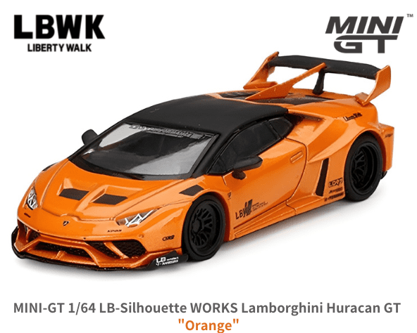 1/64スケール MINI GT「LB-Silhouette WORKS ランボルギーニ・ウラカン GT」(オレンジ)ミニカー｜Liberty  Walk