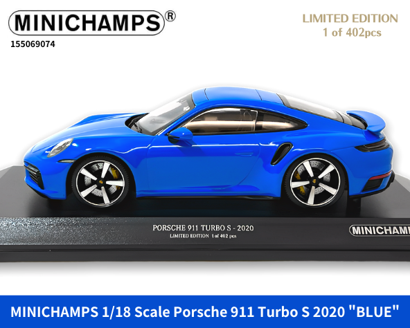 ミニチャンプス 1/18スケール「ポルシェ 911 (992) ターボS 2020」(ブルー)ミニカー