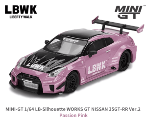 1/64スケール MINI GT「LB-Silhouette WORKS GT NISSAN 35GT-RR Ver.2」(パッションピンク)ミニカー