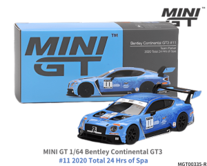 1/64スケール MINI GT「ベントレー・コンチネンタルGT3 #11 2020 Total 24 Hrs of Spa」ミニカー