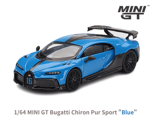 1/64スケール MINI GT「ブガッティ・シロン・ピュールスポール」(ブルー)ミニカー