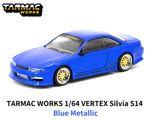 1/64スケール Tarmac Works「VERTEX シルビア S14」(ブルーメタリック)ミニカー